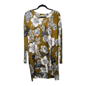 EUC ODDY Blue & White Floral‎ Design Dress with Green Background - medium